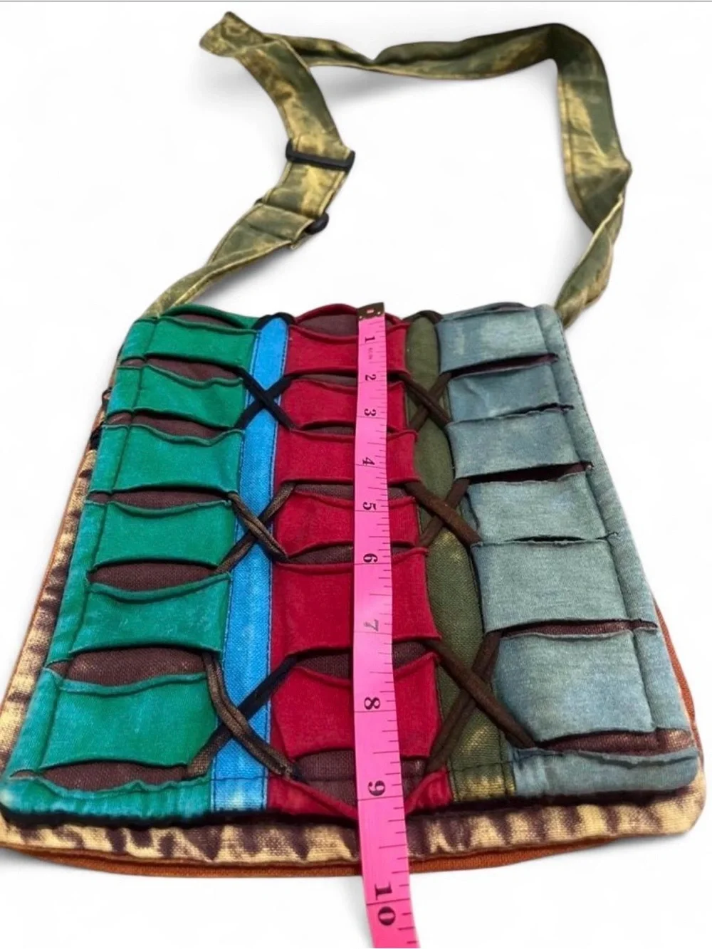 Handcrafted Multicolor Soft Fabric Crossbody Bag - Adjustable Strap